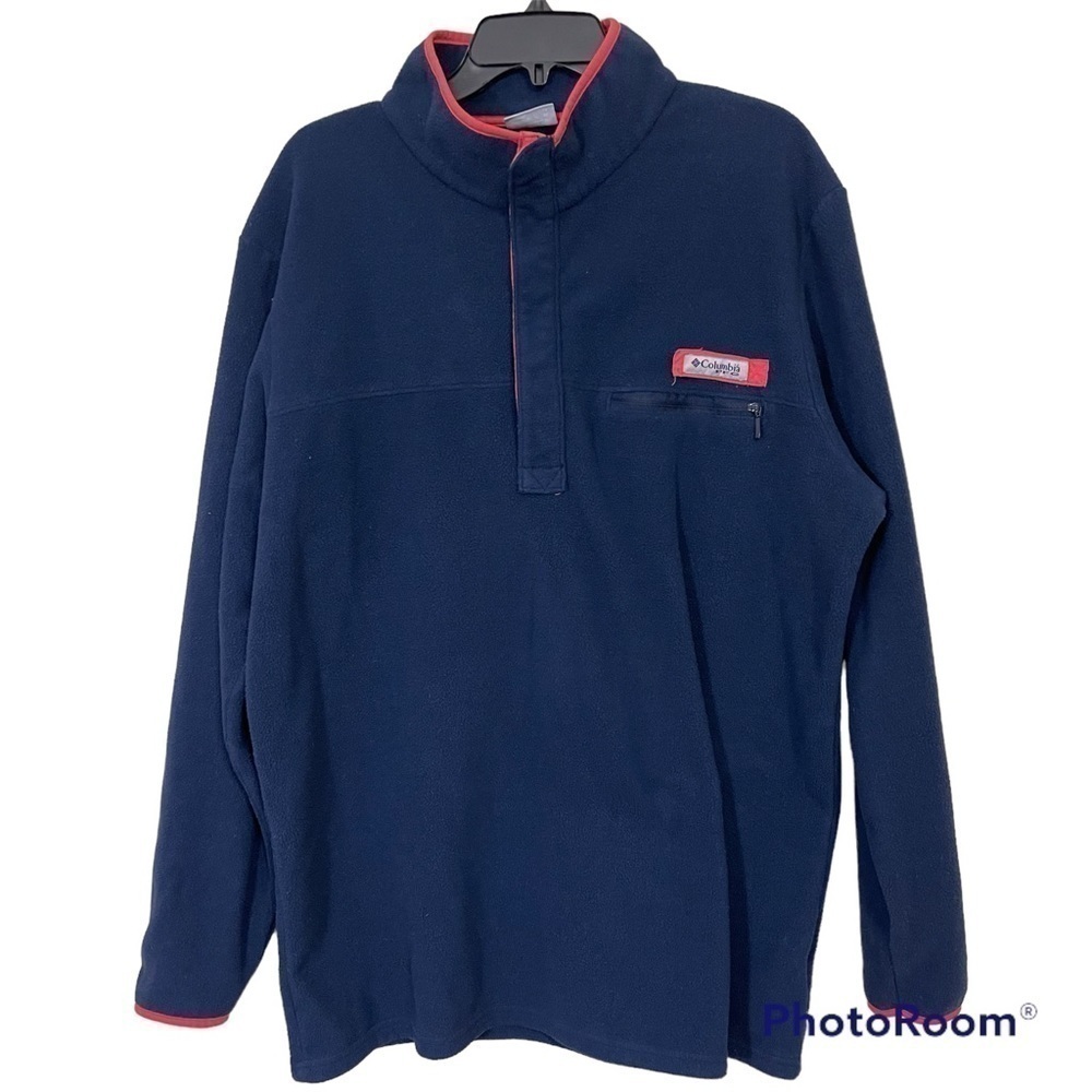 Columbia PFG quarter zip with button snap mens size XL